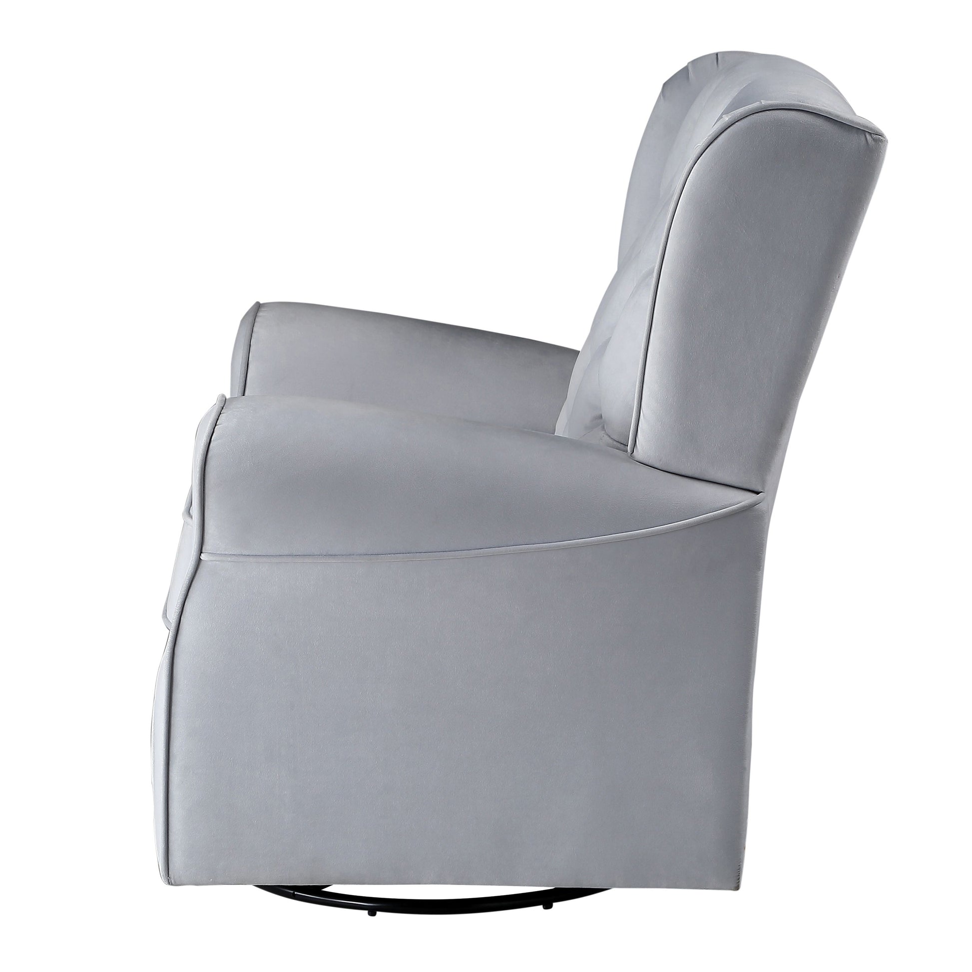 Grey Swivel Chair With Glider Grey Gray Primary Living Space Transitional Pine Wood Fabric