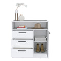 Omaha Dresser Multi Storage Compact Unit With Spacious 3 Drawers And Cabinet White Bedroom Modern Particle Board