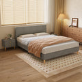 Queen Size Bed, Cotton Linen Fabric, Simple Style, Stable Structure, Easy To Install, Dark Gray Queen Dark Gray Mdf Acacia