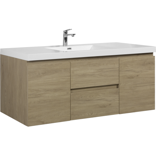 60" Floating Bathroom Vanity With Sink, Modern Wall Mounted Bathroom Storage Vanity Cabinet With Resin Top Basin And Soft Close Drawers, Natural Oak 24V11 60Sno Oak Wood