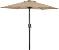 9' Patio Umbrella Outdoor Table Market Yard Umbrella With Push Button Tilt Crank Tan Stainless Steel