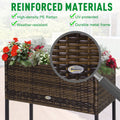 Outsunny Raised Garden Bed, Elevated Planter Box With Rattan Wicker Look, Tool Storage Shelf, Portable Design For Herbs, Vegetables, Flowers, Brown Brown Rattan