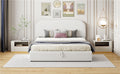 Teddy Fleece Queen Size Upholstered Platform Bed With Hydraulic Storage System, White Queen White Teddy