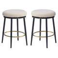 24.75'' Modern Counter Stools Set Of 2,White Counter Stools With Iron Frame,Sponge Cushion,Footrest,Suitable For Kitchen Bedroom Dining Room. Metal White Kitchen Round Modern Set Of 2 Fiber Foam