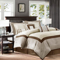 7 Piece Comforter Set Taupe Brown King King Taupe Brown Polyester