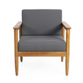 Gavin Club Chair Dark Grey Wood Fabric