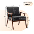 Mid Century Modern Chair, Living Room Chair With Solid Wood Frame, Accent Chair Extra Thick Backrest, Wingback Chair For Bedroom, Reading Room, Living Room, Lounge Chair Indoor Black Pu Primary Living Space Mid Century Modern Foam Pu Leather