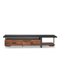 Walnut And Black 2 Drawer Tv Stand With 1 Shelf Walnut Black Primary Living Space 55 Inches 50 59 Inches Contemporary 55 Inches Wood