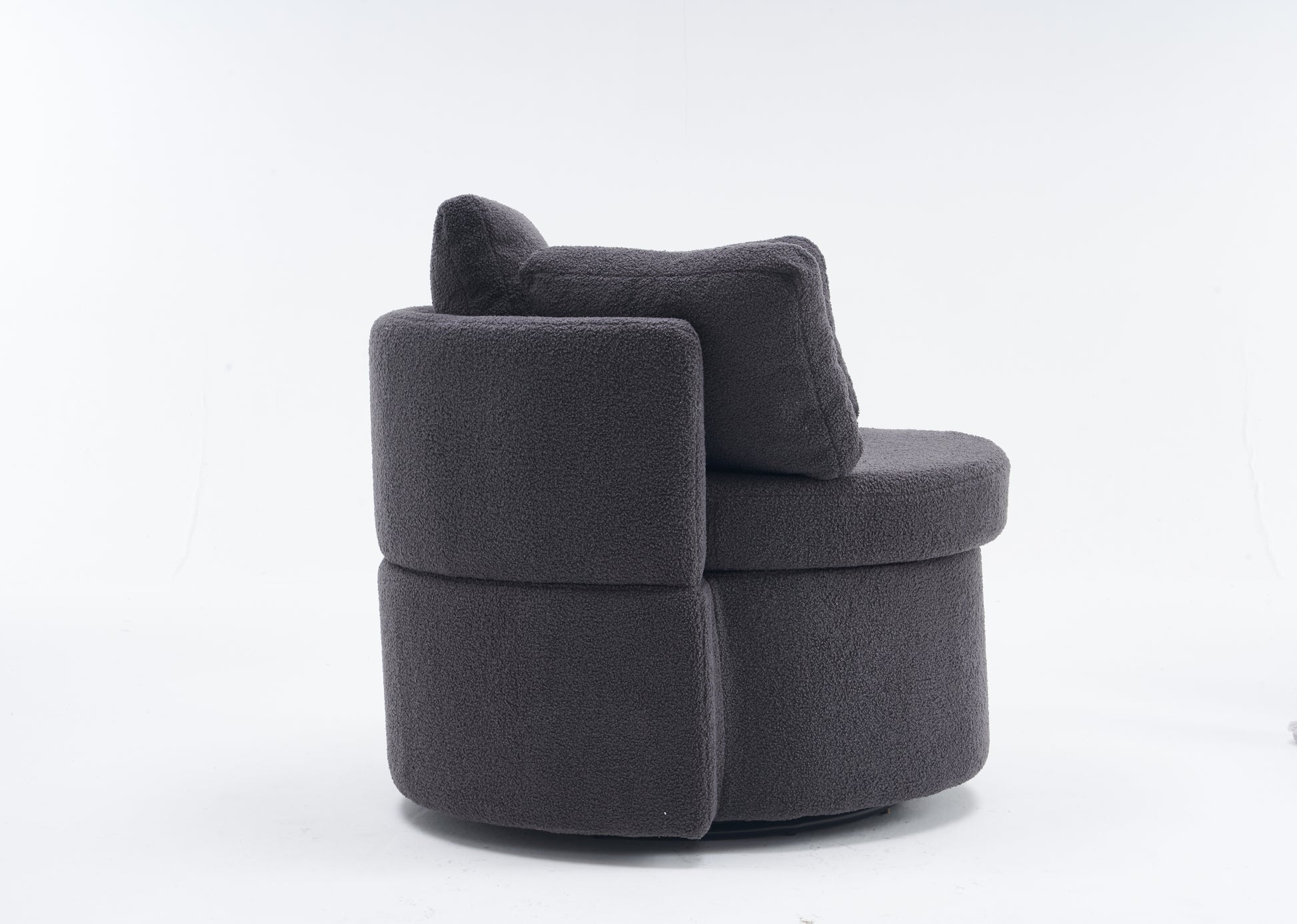 029 Teddy Fabric Swivel And Storage Chair With Back Cushion For Living Room,Dark Gray Dark Gray Primary Living Space Modern Foam Teddy