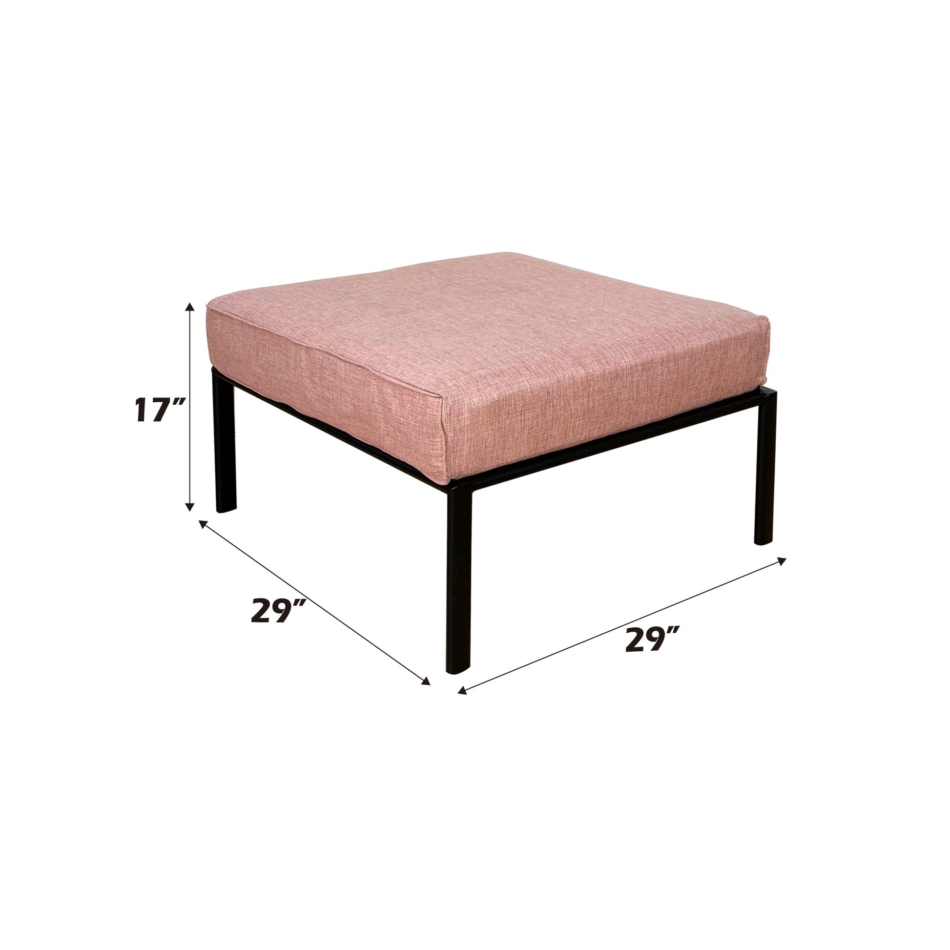 Rajni Patio Ottoman, Pink Fabric & Black Finish Ot01768 Pink Fabric