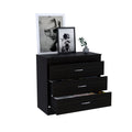 Cambridge Three Drawers Dresser Black Bedroom Modern Pine Melamine Engineered Wood