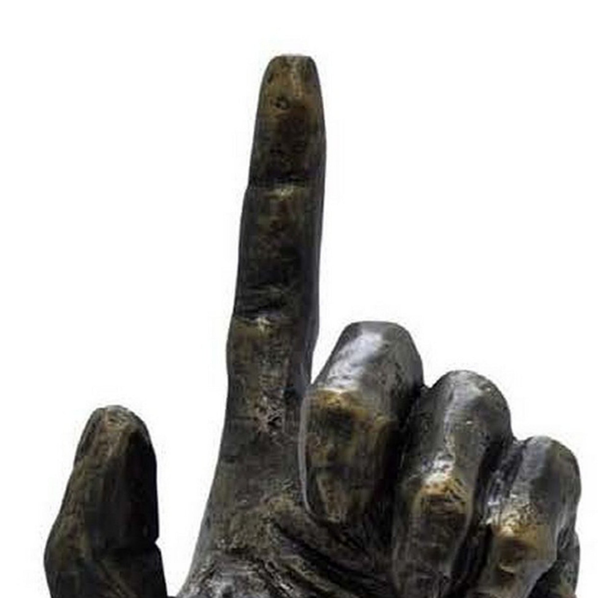 24 Inch Pointing Hand Sculpture, Pedestal 'Base, Resin Frame, Bronze Bronze Resin