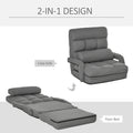 Homcom Convertible Floor Sofa Bed, Recliner Armchair Upholstered Sleeper Chair With Pillow For Living Room Bedroom Lounge, Grey Grey Polyester