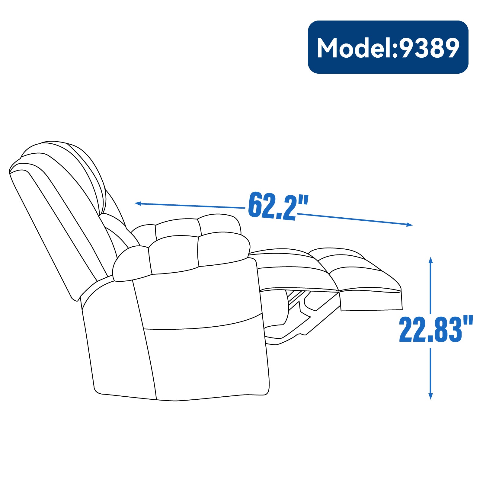 Manual Recliner Chair With Rocker And Swivel In Fabric For Living Room, Blue Blue Polyester Manual Handle Metal Primary Living Space Medium Firm Cushion Back Heavy Duty American Design Pine Pillow