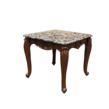 Nayla End Table, Natural Marble & Cherry Finish Lv02005 Cherry Plywood