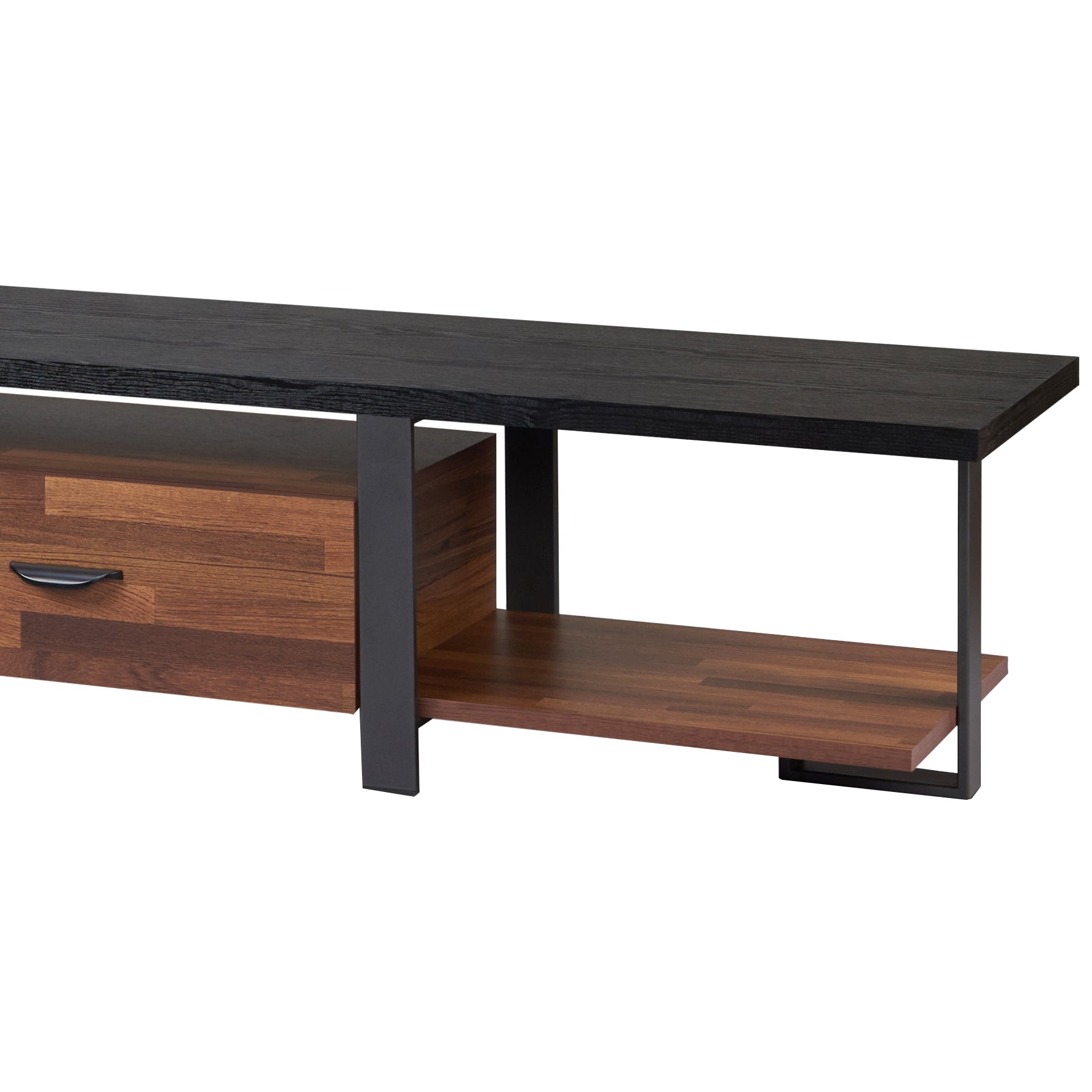 Walnut And Black 2 Drawer Tv Stand With 1 Shelf Walnut Black Primary Living Space 55 Inches 50 59 Inches Contemporary 55 Inches Wood