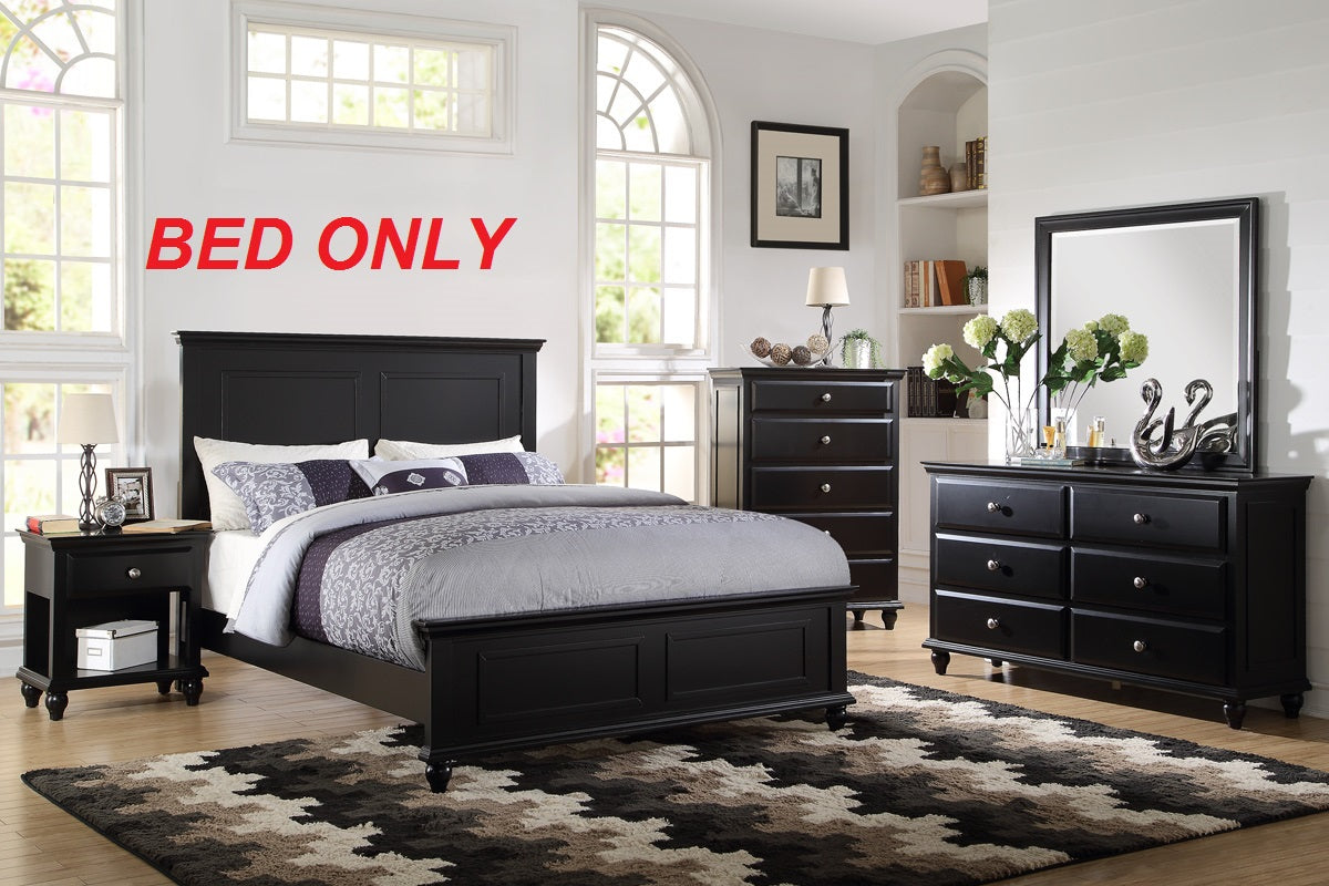 Black Color Queen Size Bed Bedroom Furniture High Panel Headboard Footboard Plywood 1Pc Bedframe Queen Black Wood Bedroom Contemporary,Modern,Transitional,Ultra Modern Rubberwood Bed Frame Plywood