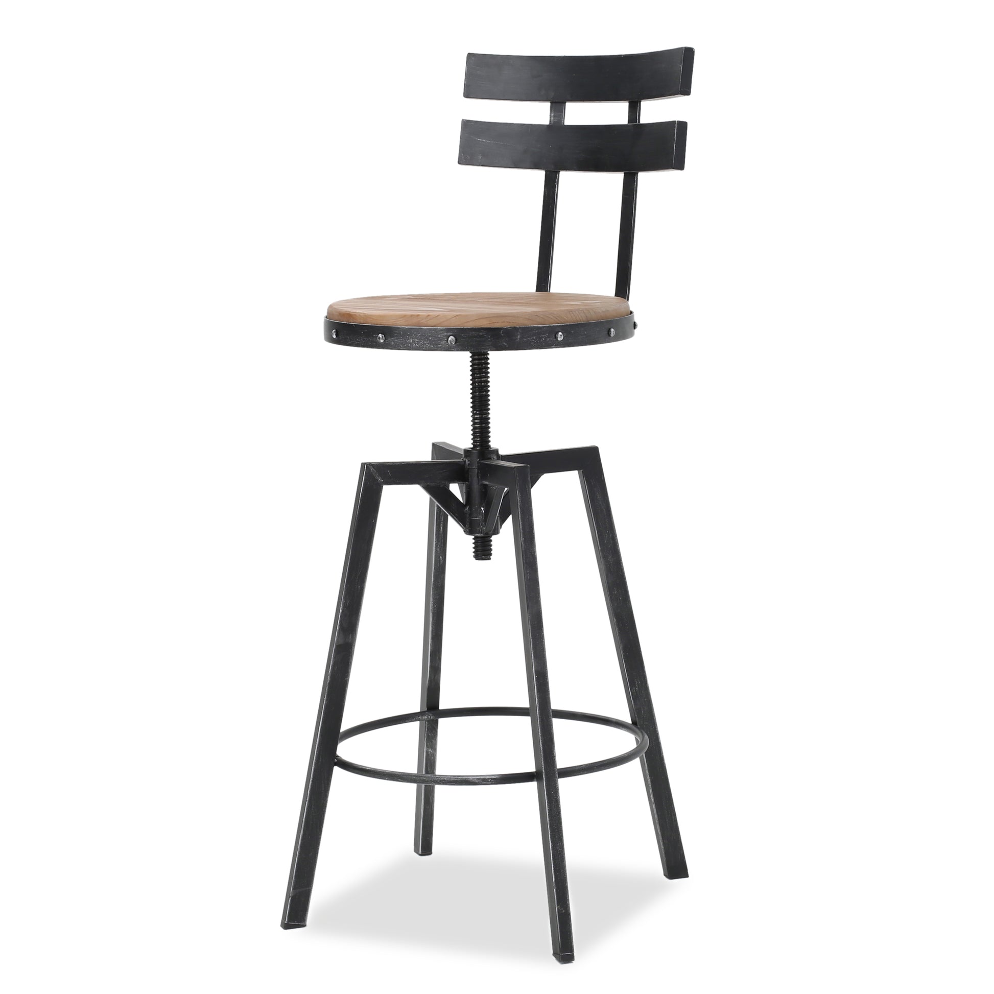 Metal Chair With Wooden Seat Black Metal & Wood