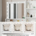 Vanity Desk With Mirror & Light, Large Drawer Three Level Storage Dresser, 3 Lighting Modes Adjustable Brightness, Bedroom Dressing Table White With Stool White Particle Board