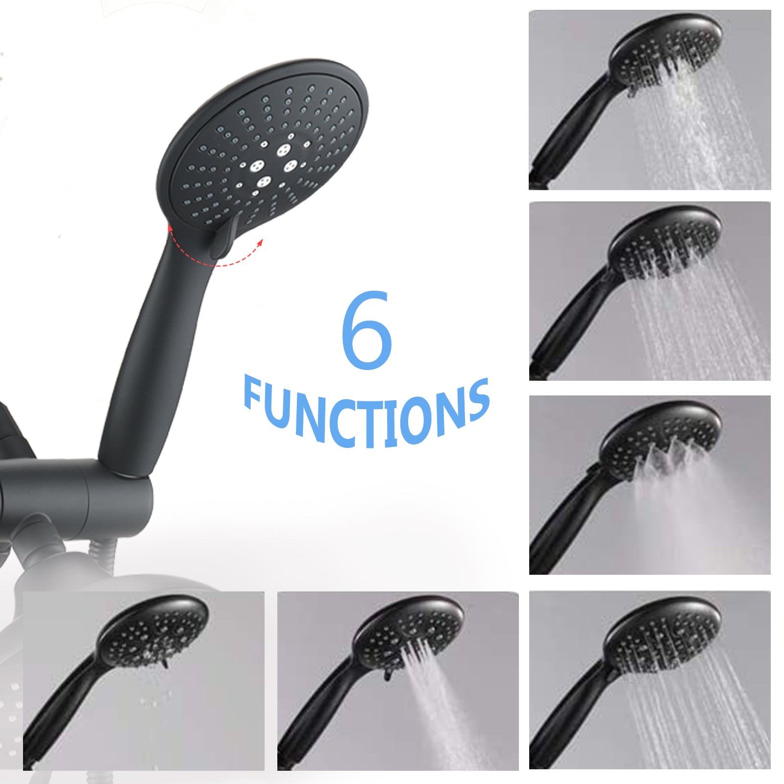 Matte Black 5.9" Rain Shower And Handheld With Tub Spout 2 In 1 Tub Set Matte Black Stainless Steel