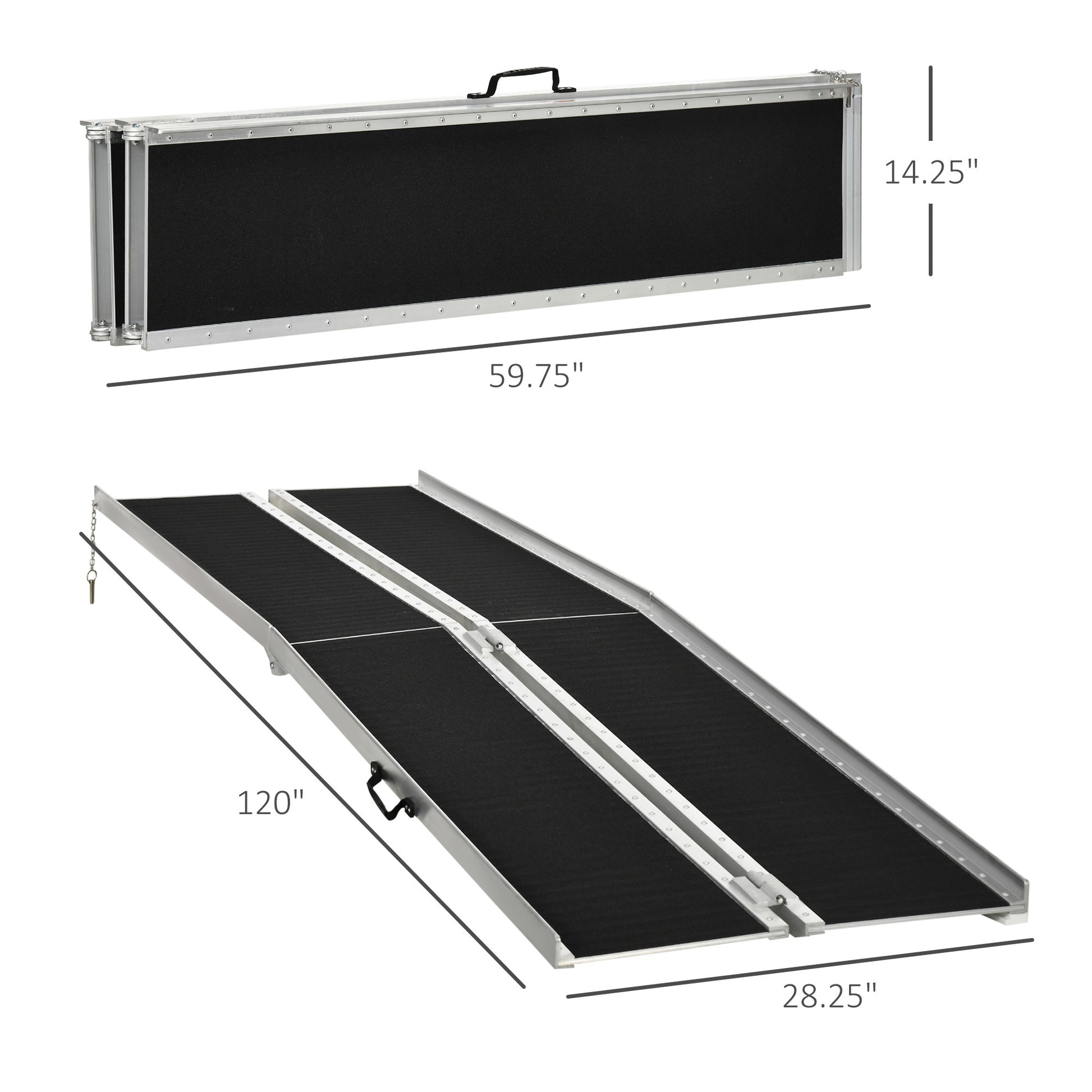 Portable Portable Wheelchair Ramp For Home, Threshold Handicap Ramp 10' Black Aluminum