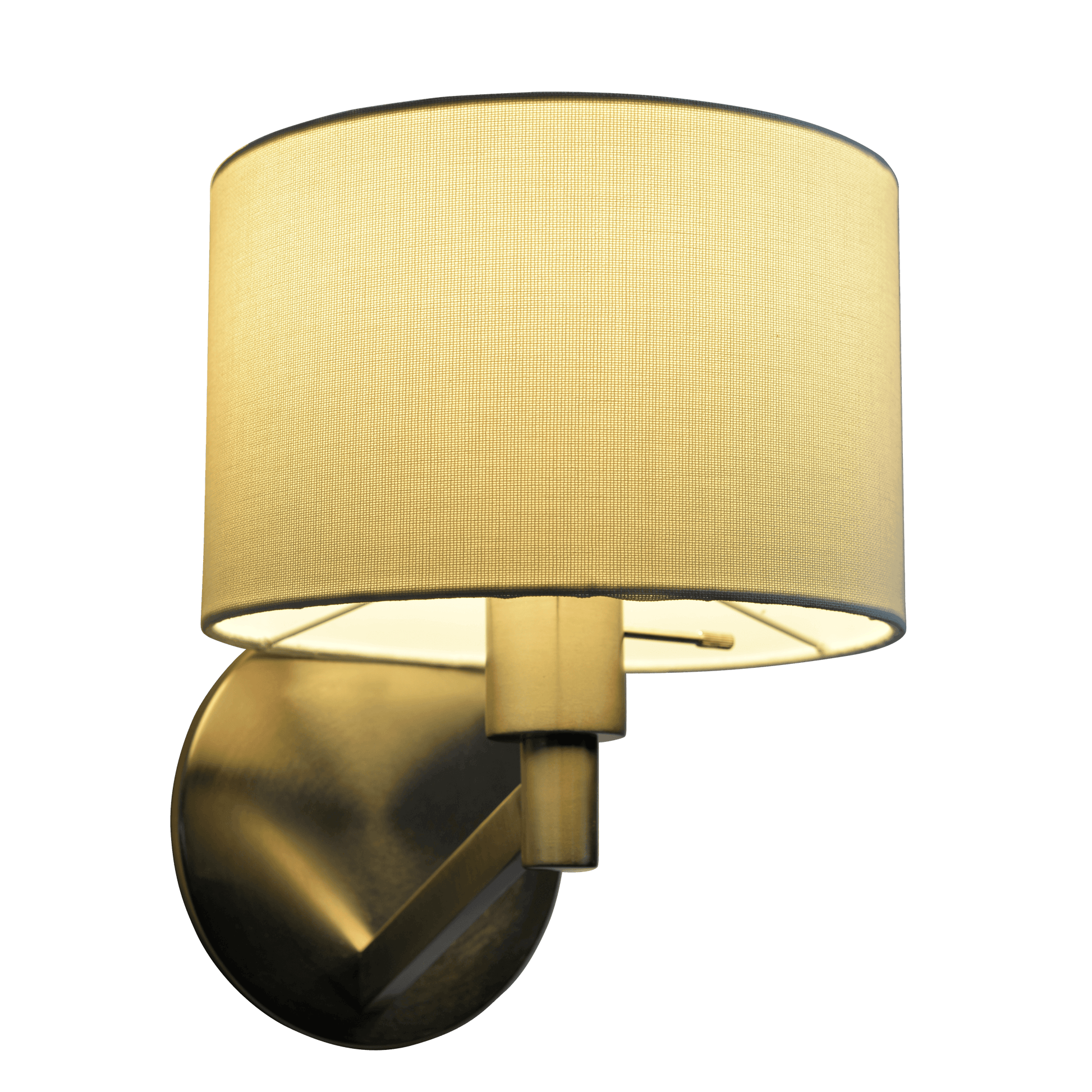 Nebula Brushed Nickel Base Wall Lamp With Rotary Switch White Fabric Shade Brushed Nickel,Silver,White Fabric,Metal