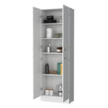 Cameron Pantry Cabinet With 4 Doors And 5 Hidden Shelves White Kitchen Modern Particle Board Shelves Included Engineered Wood