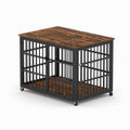 Furniture Style Dog Crate Wrought Iron Frame Door With Side Openings, Rustic Brown, 43.3''W X 29.9''D X 33.5''H. Rustic Brown Particle Board