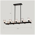 Chandelier For Dining Room, 10 Light Black Farmhouse Linear Pendant Light Fixture, Modern Crystal Hanging Lighting Chandelier For Kitchen Island, Bar, Long Table, G9 Bulb 10*G9*Max 40W Matte Black