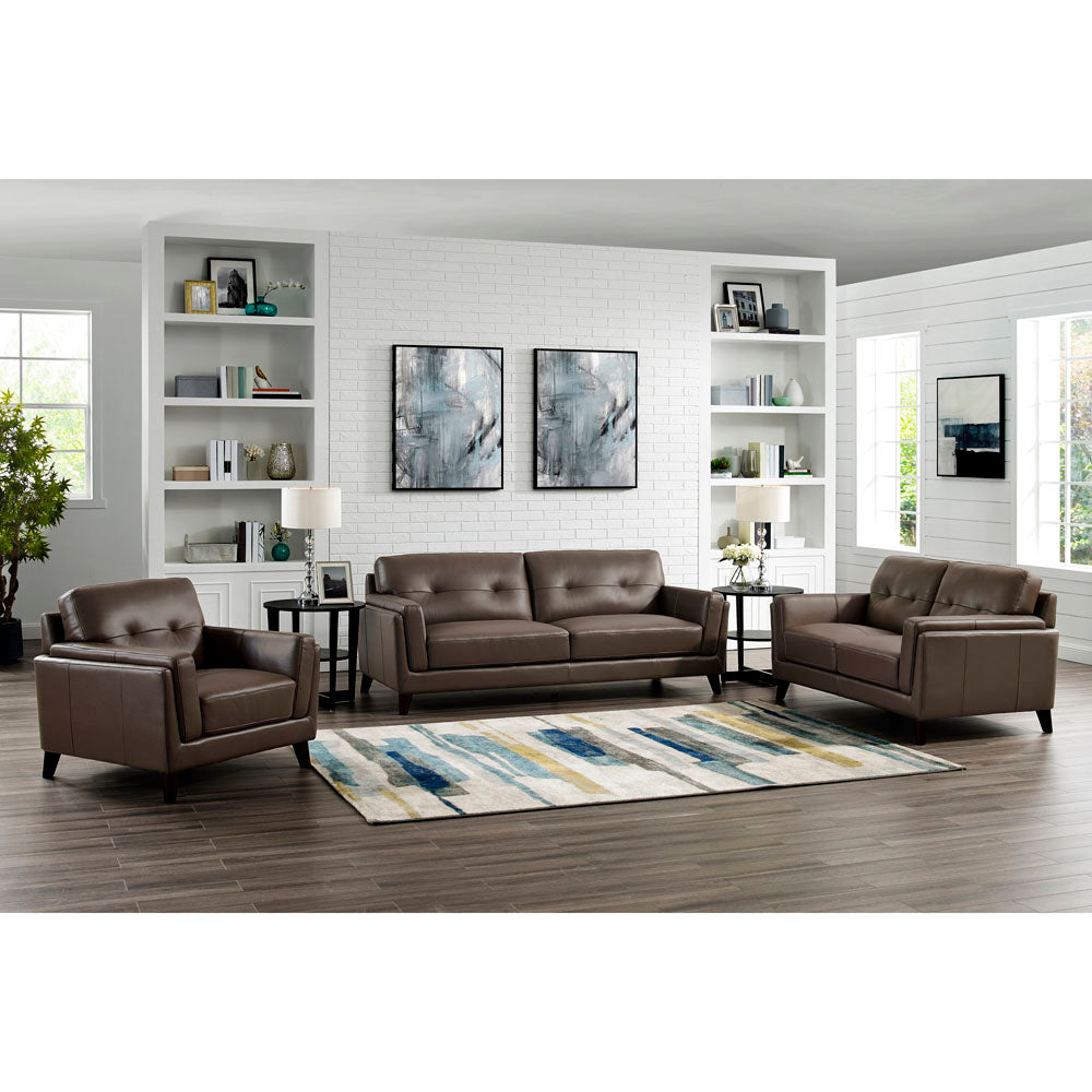 Huntington Leather Sofa Dark Granite Memory Foam Genuine Leather 2 Seat