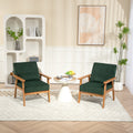 Leisure Chair With Solid Wood Armrest And Feet, Leisure Chair, Wood Frame, Velvet, Solid Rubber Wood Legs, Mid Century Modern Accent Chair, For Living Room Bedroom Studio Chair,Two Packs Emerald Corduroy