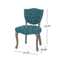 Kd Tufted Chair Wthr Set Of 2 Teal Fabric