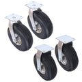 4Pcs 10In Caster Pneumatic Tire 2Pcs Swivel 2Pcs Rigid , Caster Wheel, Swivel Plate, Steel Hub With Ball Bearings, 5 8 Inch Bore Centered Axle Black Black Rubber