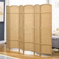 Homcom Room Divider, 6 Panel Folding Privacy Screen, 5.6' Tall Freestanding Wall Partition For Home Office, Bedroom, Nature Wood Natural Wood Polypropylene