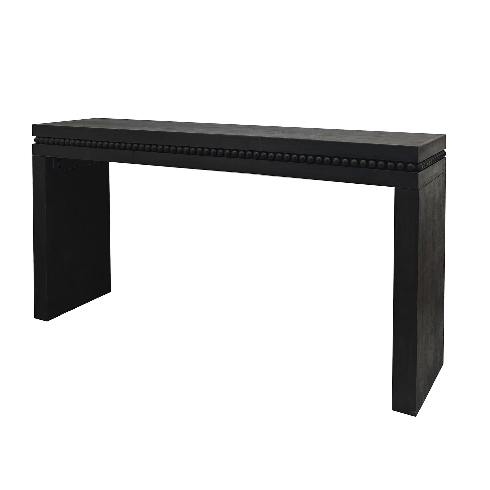 Convenience Concepts Wood Console Table Desk With Real Wood Beads Decoration Antique Black,Black,Wood Distressed Finish Desk Top Primary Living Space Farmhouse,Industrial,Modern Fir Rectangular Powder Coated Console Tables Rectangular Engineered