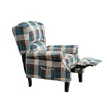 Vintage Armchair Sofa Comfortable Upholstered Leisure Chair Recliner Chair For Living Room Blue Check Blue Fabric 1 Seat