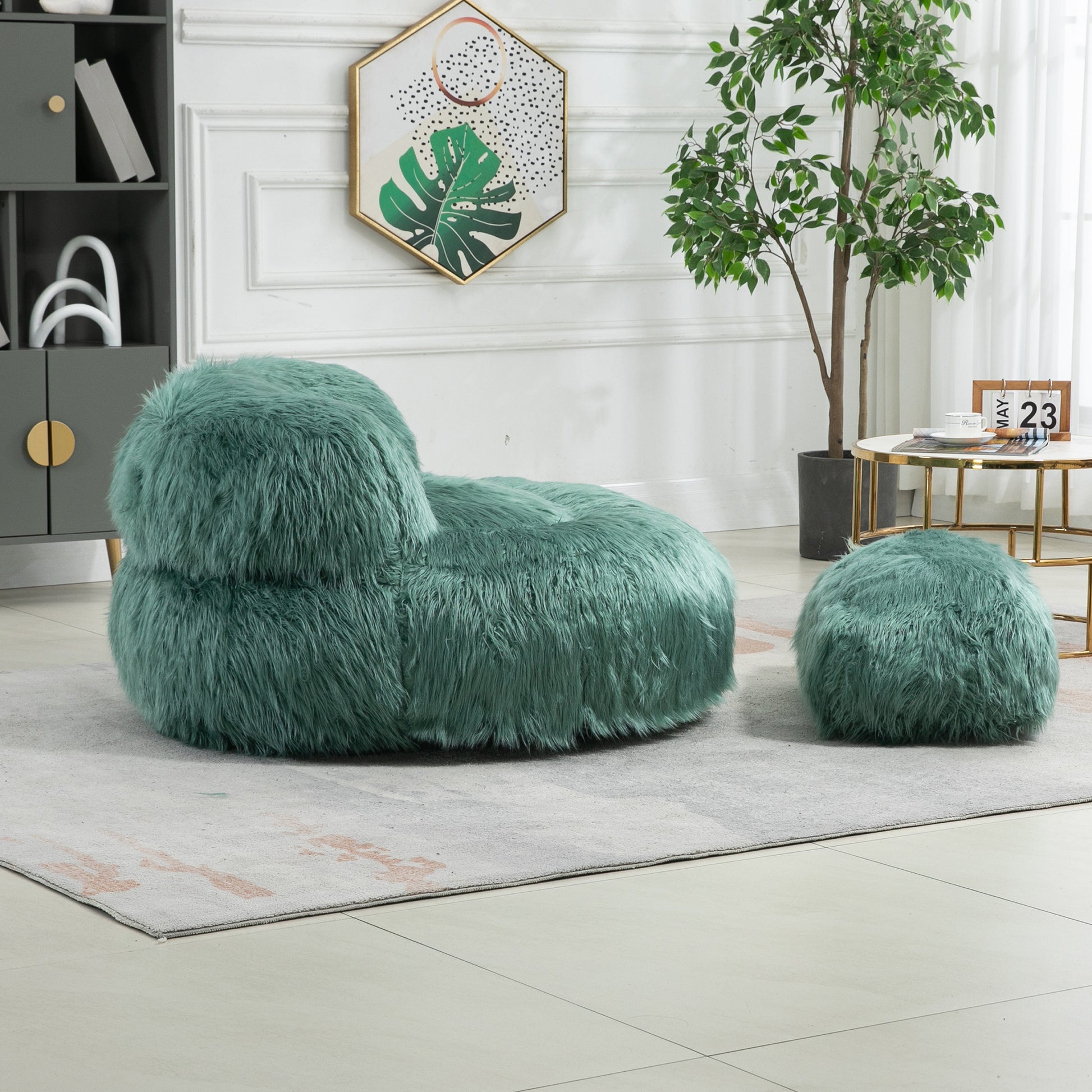 Coolmore Bean Bag Chair, Floor Sofa With Handle,Accent Sofa Chair With Ottoman For Gaming Reading Relaxing Mint Green Mint Green Plush