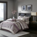 7 Piece Jacquard Comforter Set Purple Queen Queen Purple Polyester
