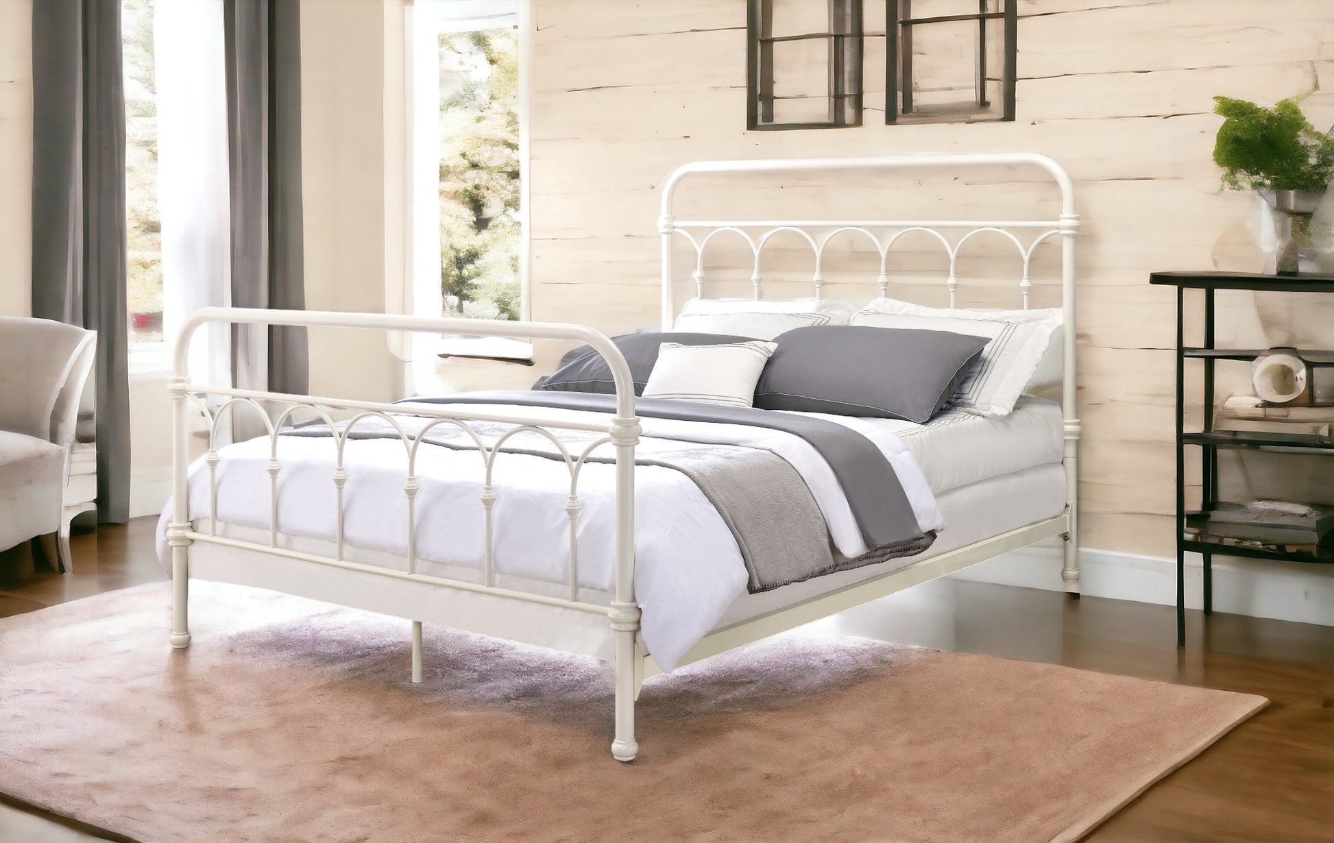 Citron White Finish Full Bed White Metal