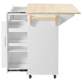 K&K Kitchen Island With Drop Leaf, Kitchen Storage Cart With 3 Tier Pull Out Cabinet Organizer, Internal Storage Rack, Rolling Kitchen Cart On Wheels With Towel Rack, 2 Drawers, For Kitchen, White White Brown Kitchen Classic,Farmhouse,Luxury,Modern