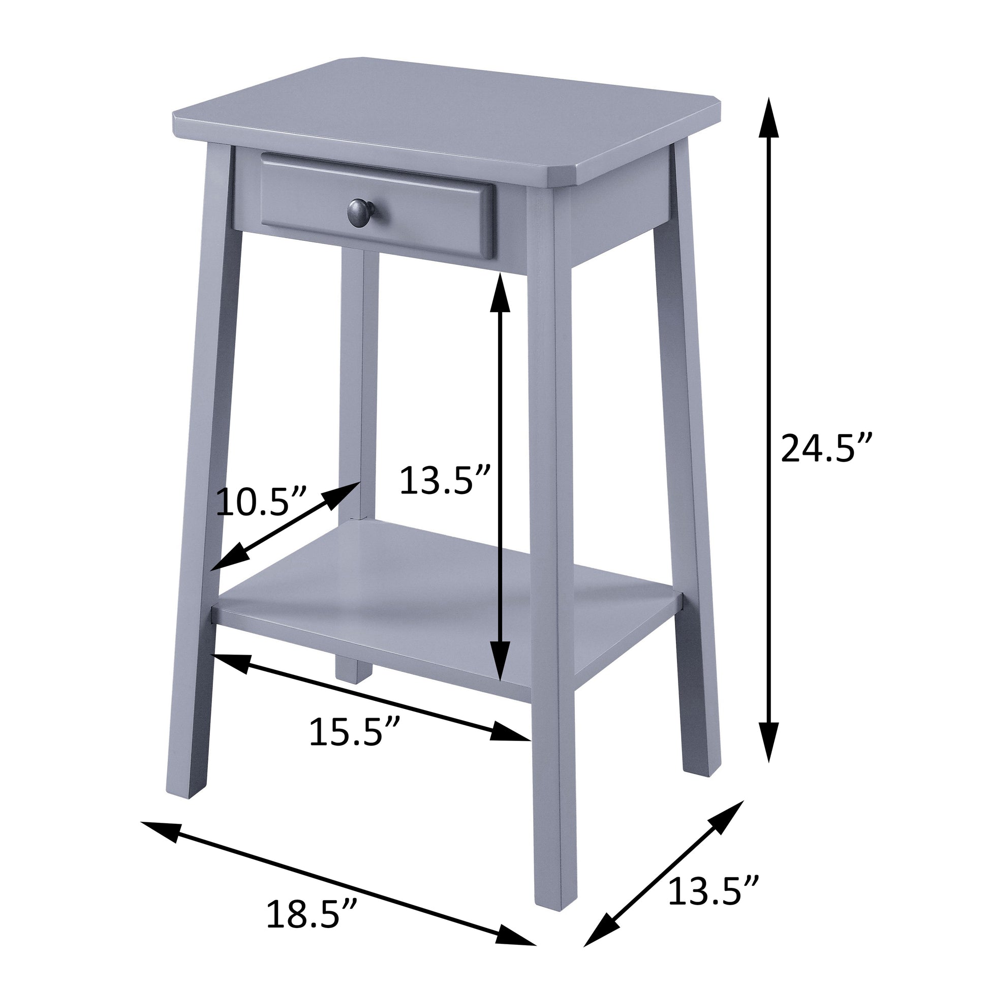 Grey End Table With Bottom Shelf Grey Primary Living Space Rectangular Wood