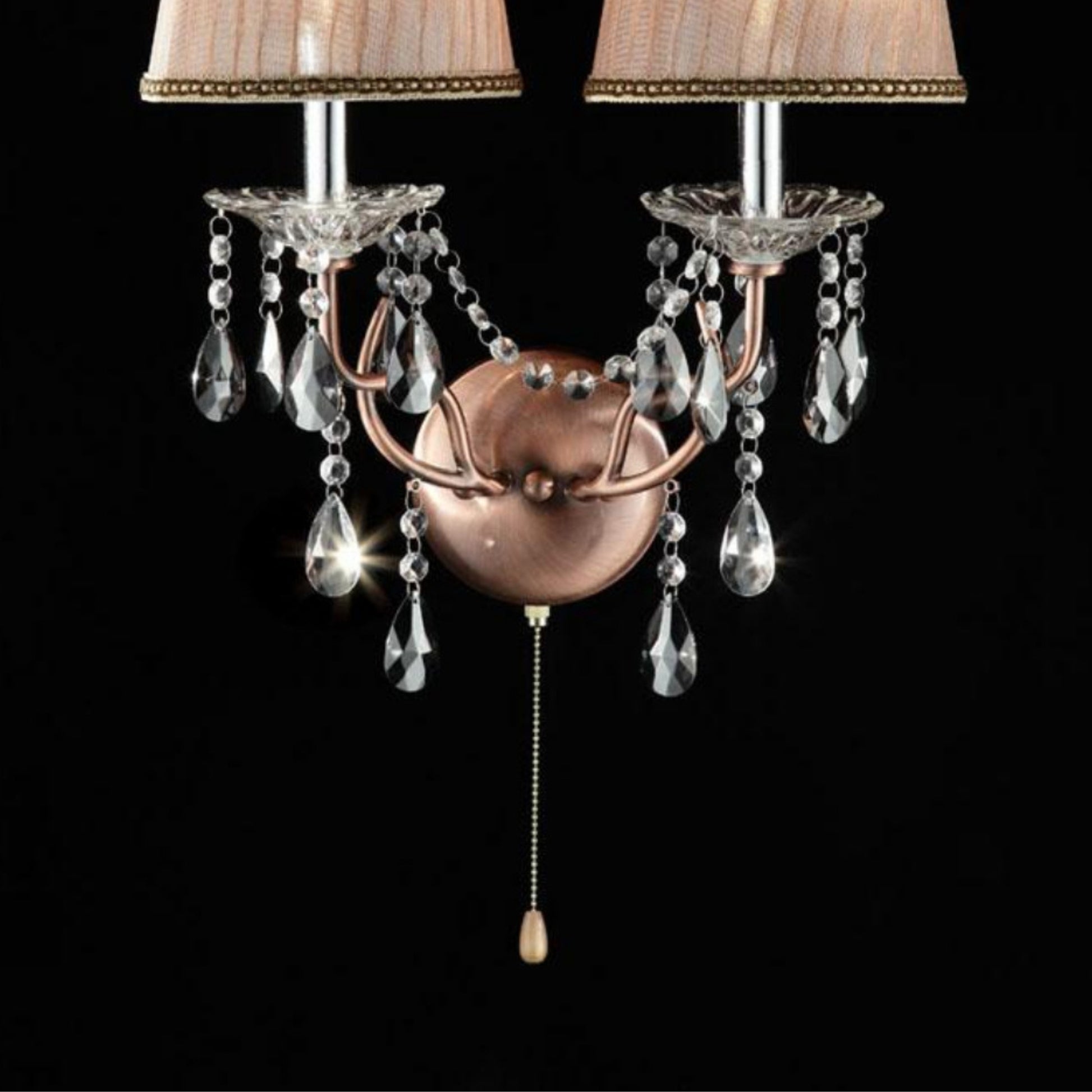 17" Tall Metal Wall Sconce "Rosie", Silvery Pink Finish And Crystal Accents Brown Polyresin