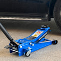 3T Heavy Duty Horizontal Double Pump Floor Jack Foot Model Blue Steel