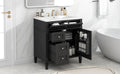 30'' Bathroom Vanity With Top Sink, Modern Bathroom Storage Cabinet With 2 Drawers And A Tip Out Drawer, Single Sink Bathroom Vanity Black Bathroom Solid Wood Mdf