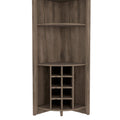 Essential Corner Bar Cabinetthree Shelves, Eight Built In Wine Rack, Two Side Shelves Dark Brown Dark Brown Dining Room Modern Shelves Included Particle Board