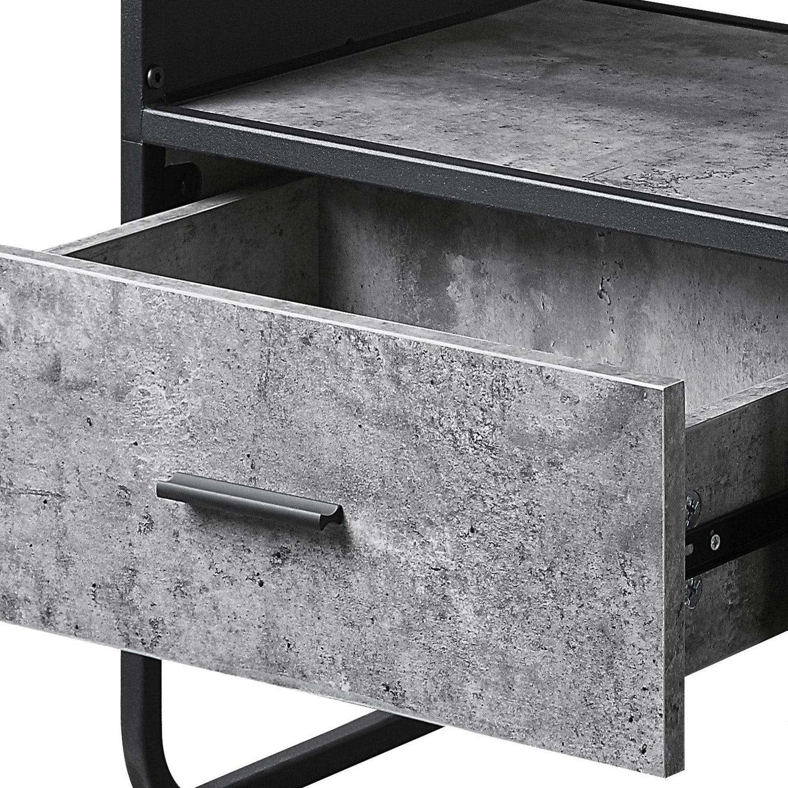 Concrete Grey And Black 2 Drawer Tv Stand Black Grey Primary Living Space 40 49 Inches Modern Wood Metal