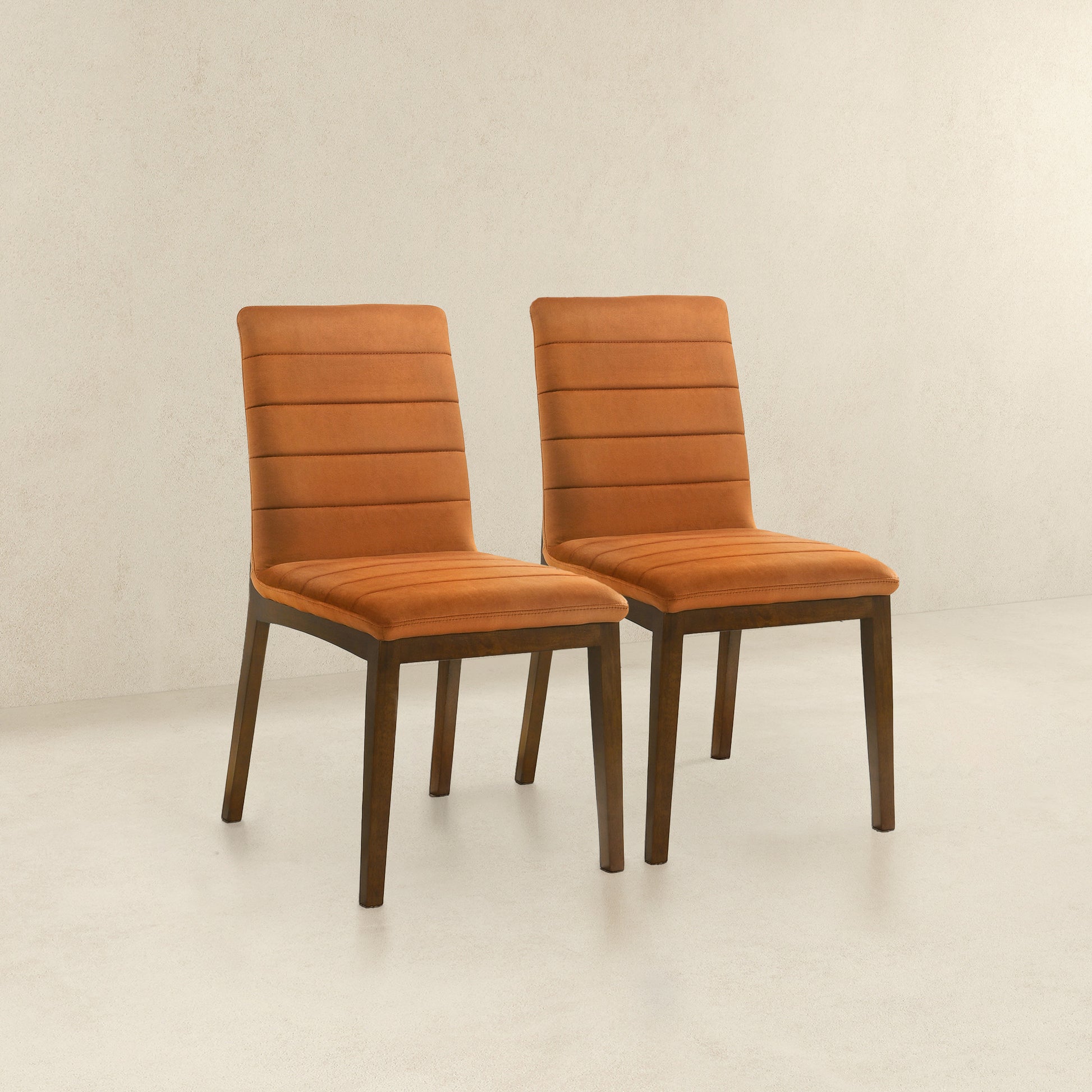 Ines Burnt Orange Velvet Dining Chair Set Of 2 Solid Brown,Burnt Orange Brown Dining Room Foam Wipe Clean Mid Century Modern Dining Chairs Foam Boucle,Solid Wood