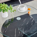 Modern And Practical Double Deck Round Table. Double Storage Space, Made Of Glass Tabletop And Mdf Table Legs. Suitable For Living Room And Bedroom And Dining Room. Black Mdf Glass