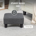 Homcom Ottoman Foot Rest, Small Foot Stool With Linen Fabric Upholstery And Plastic Legs, Cube Ottoman For Living Room, Charcoal Gray Gray Linen