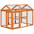 Pawhut Chicken Run, Wooden Large Chicken Coop, Combinable Design With Perches & Doors For Outdoor, Backyard, Farm, 4.6' X 2.8', Orange Orange Wood